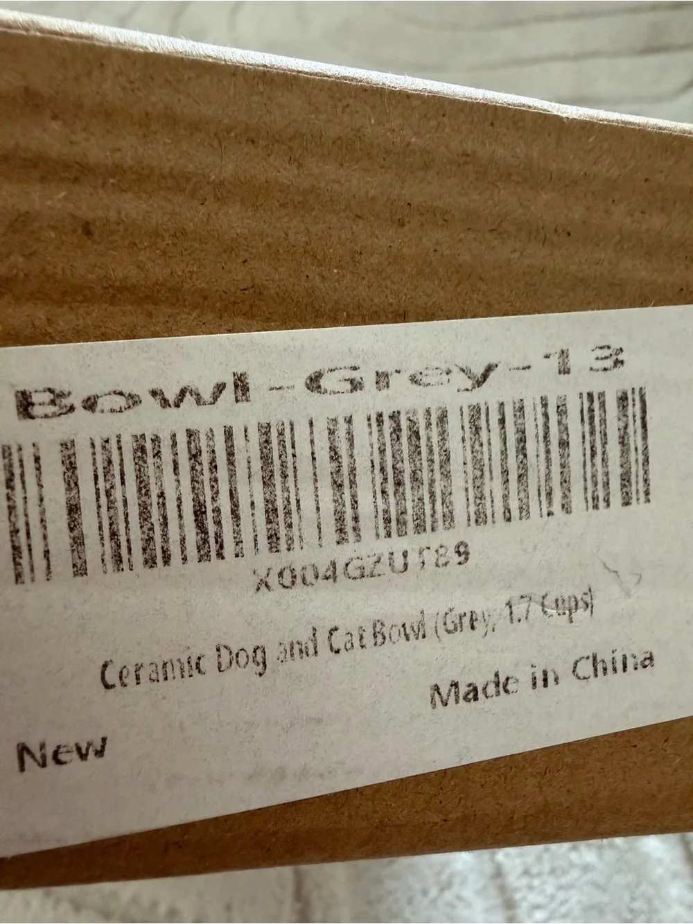 Modern Gray Ceramic Double Dog Bowl with Bamboo Stand